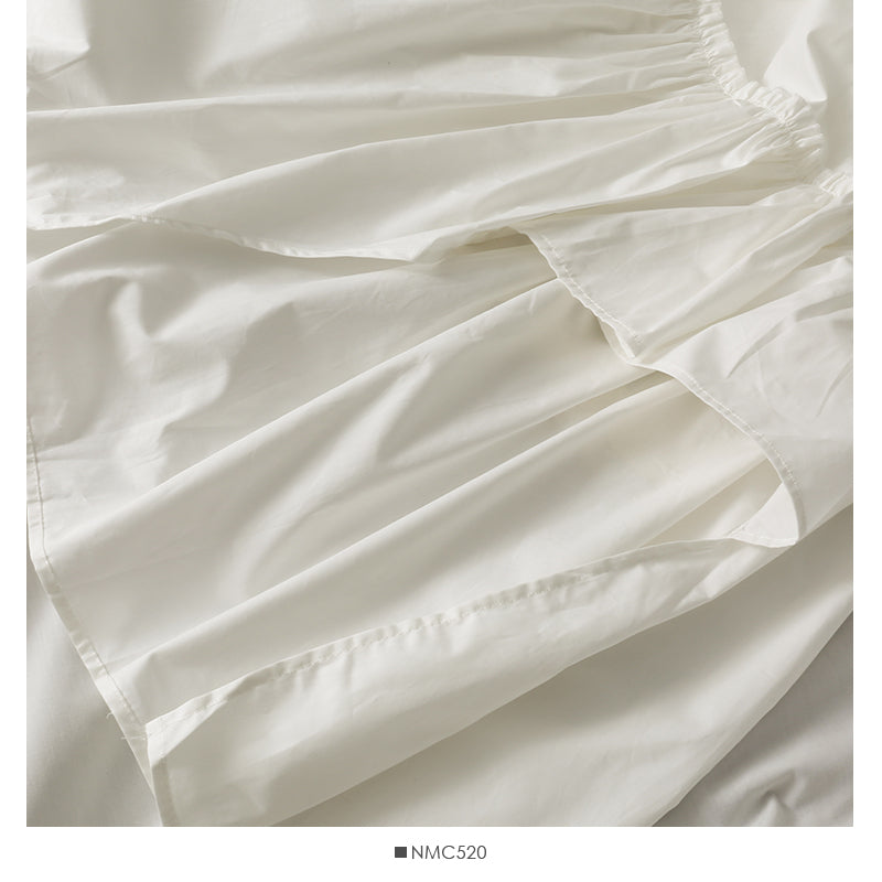 French irregular auricle edge stitching medium length A-line skirt  2590
