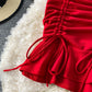 Drawcord pleated waistband for slim Hip Wrap Skirt  2723