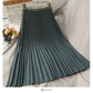 Hong Kong style retro thin medium length organ pleated pleated skirt for women  2658