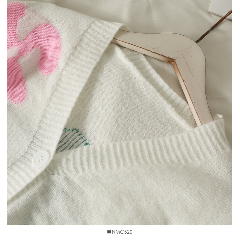 Pull slim à col bas et simple boutonnage imprimé pour femme, nouveau pull cardigan polyvalent à manches longues 2082