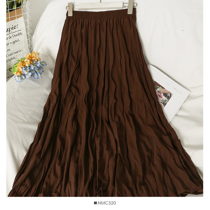 Pleated loose slim high waist pleated skirt  2560