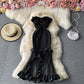 Robe sexy en queue de poisson avec sac à bandoulière exposé sans bretelles et coutures en maille de gaze 3033