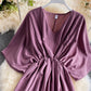 Robe courte polyvalente à taille rajeunissante unie 3188