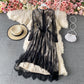 Robe unie haut de gamme avec taille en dentelle cousue en maille 3181