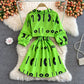 Robe à imprimé lettres à col en V, jupe pull coupe-vent douce 3113