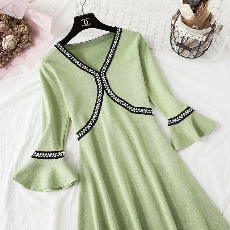 French wisdom smoked Platycodon skirt shows thin temperament at the waist  2355
