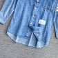 Women's Korean version medium length loose denim shirt coat  1687