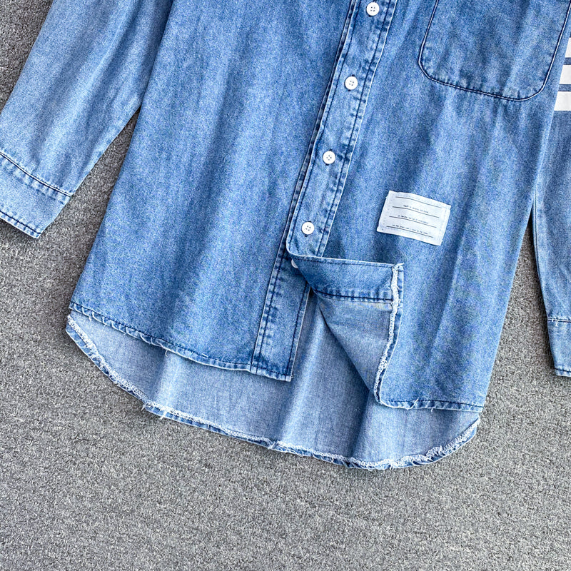 Women's Korean version medium length loose denim shirt coat  1687