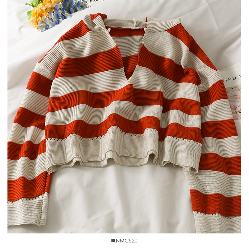 Pull à capuche femme automne rayé polyvalent à manches longues Pull Pull 1989