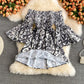 Skirt with straight neck, open shoulder and waist, thin ink painting dress, horn sleeve  2749