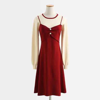 Stitched Knit Skirt French age reducing slim bottomed dress for women  2202