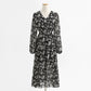 Temperament V-neck dress French waist closing thin chiffon long skirt  2280