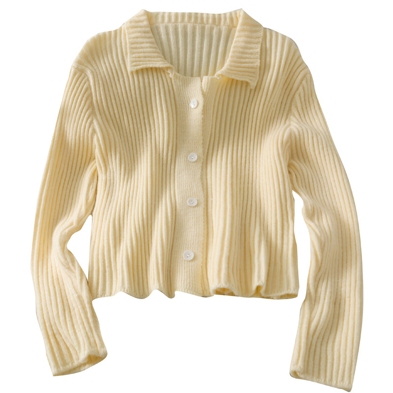 Pull cardigan à simple boutonnage à rayures verticales slim slim pour femme 2028