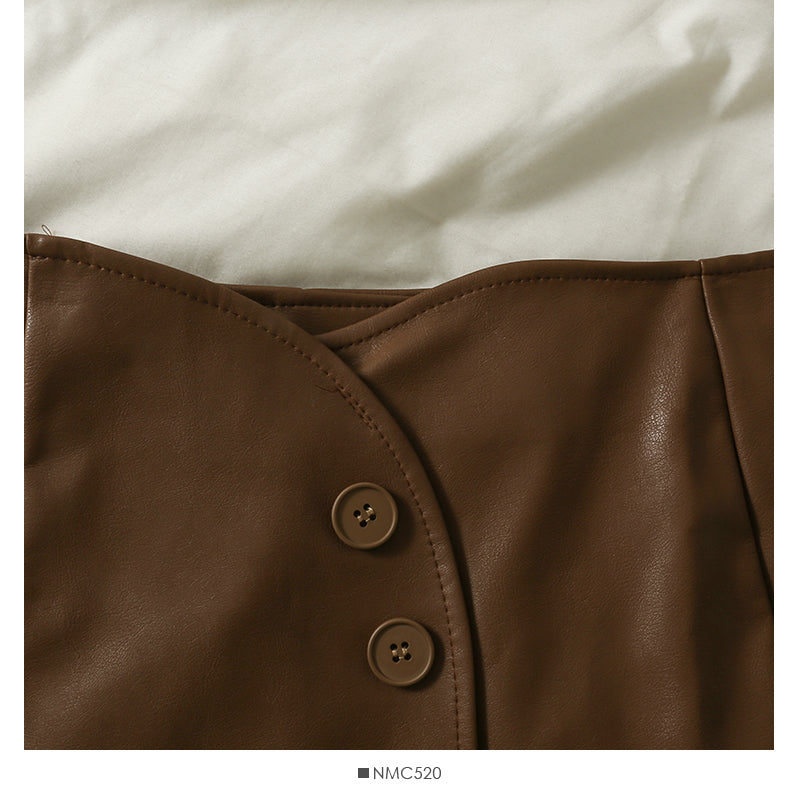 Irregular three button high waist short skirt female  2615
