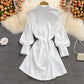 Women's waist closing temperament thin Lapel dress  2863