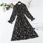 Dress women's French retro pleated waist slim dress  2167