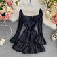 Lace patchwork Ruffle Dress flare sleeve  3285