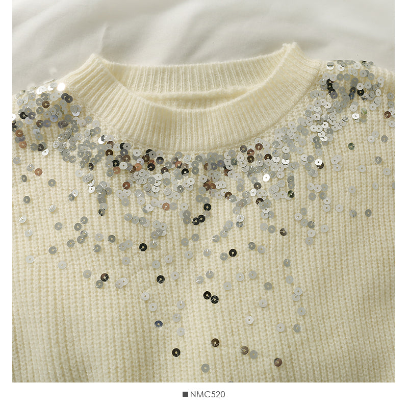 Pull en tricot ample et fin à rayures verticales brillantes version coréenne 1996