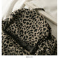 Retro leopard short pleated slim suspender skirt  2697