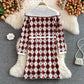 Aging sweet Navy collar knitted dress  3360