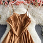 Solid lace up slim sleeveless irregular large hem strapless dress  2721