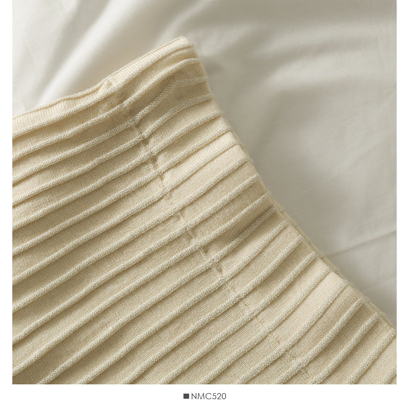 New lace stitched vertical stripe elastic waist slim skirt  2626