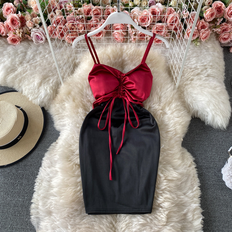 Low cut slim suspender skirt fashion Hip Wrap Skirt  2944
