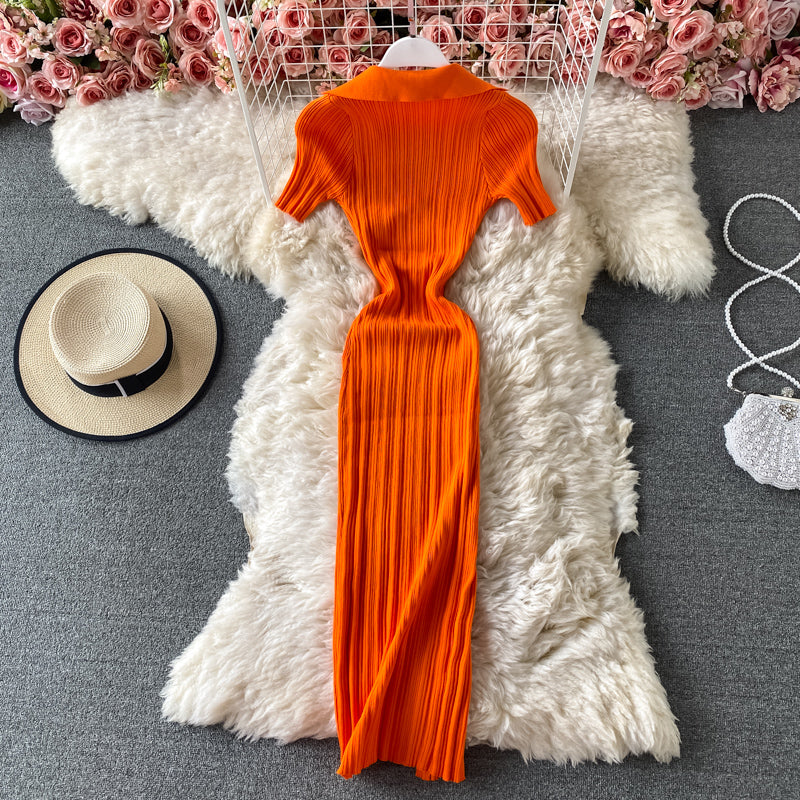 Robe vintage en tricot avec fermeture à la taille et aux fesses 2716