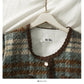 Hong Kong Style Vintage Plaid single breasted cardigan woolen jacket female  2124