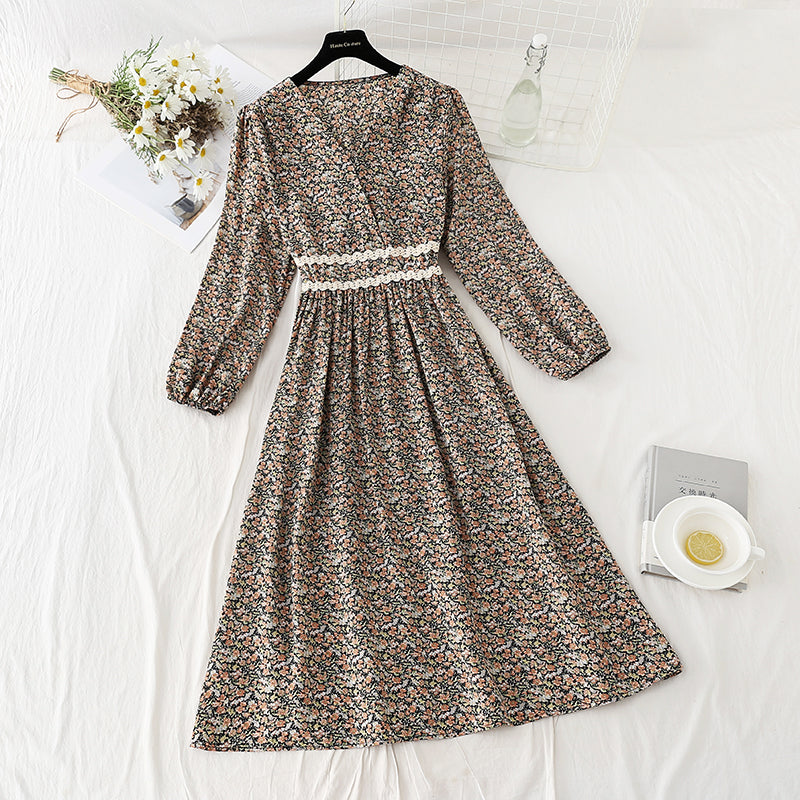 New French tea break early spring chiffon skirt long  2313