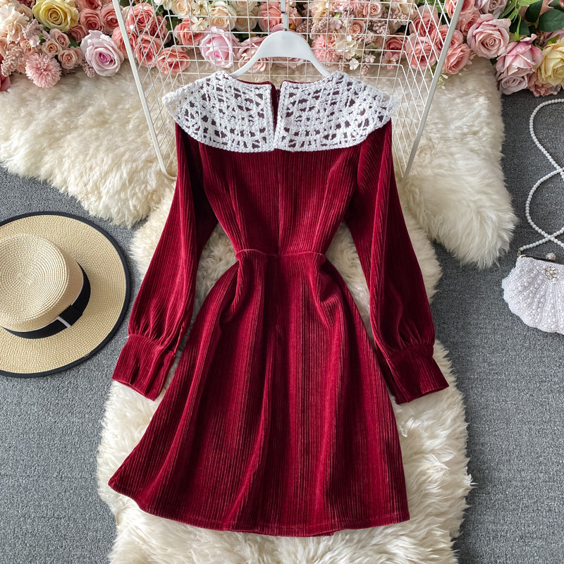Jupe en velours côtelé coupe A, taille fine, style rétro 3152