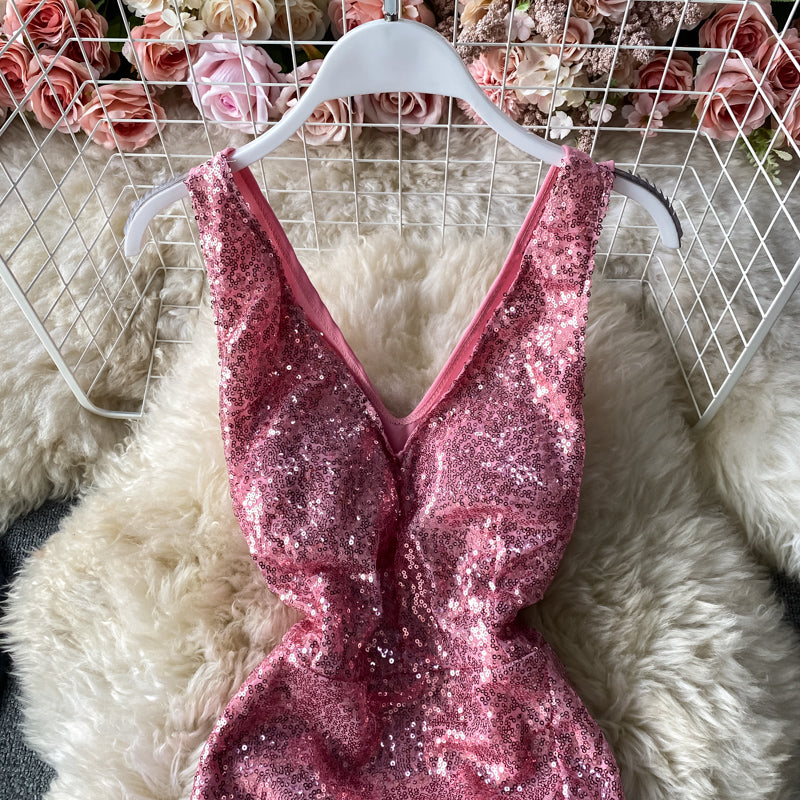 Robe à sequins slim à la taille 2828