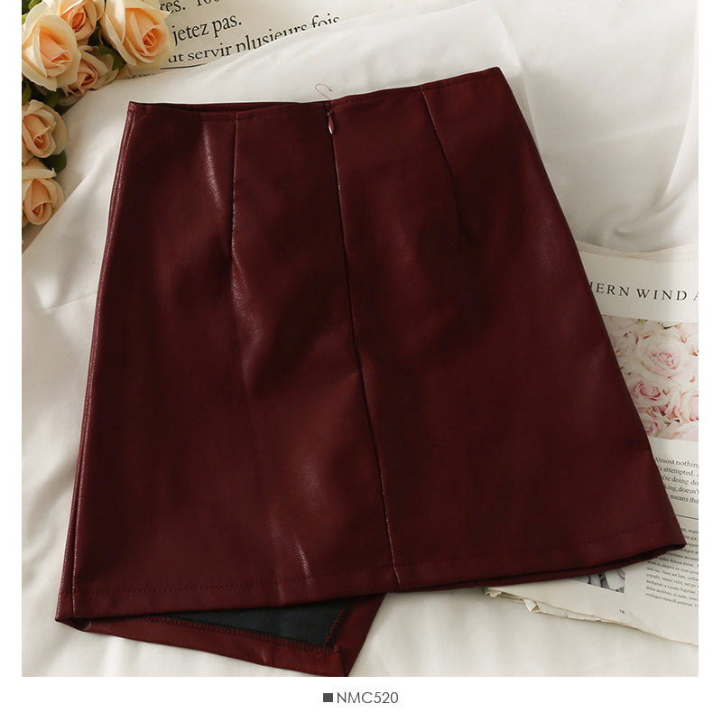 Korean retro pleated irregular high waist skirt  2576