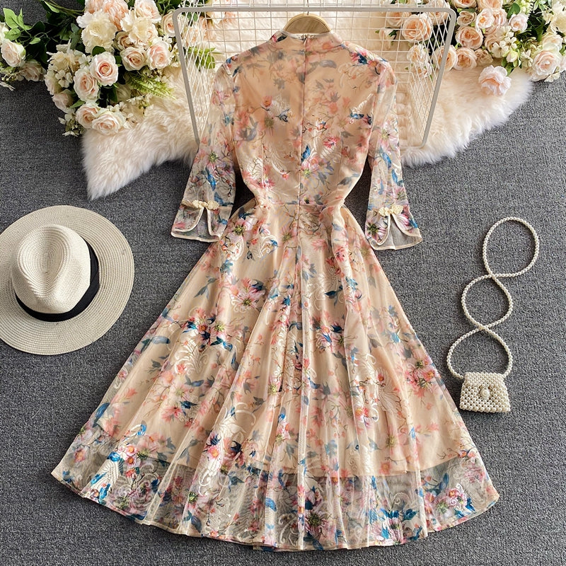 Nouvelle robe brodée cheongsam 2963