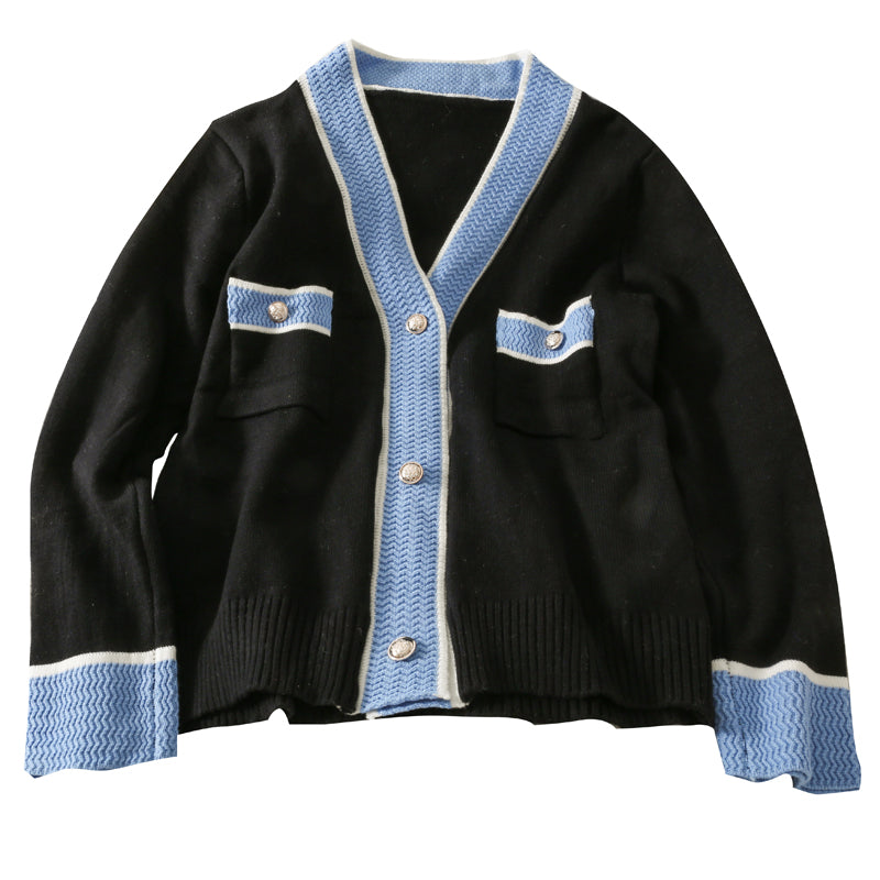 Cardigan à trois boutons cousu Han Fan, pull à manches longues pour femme 1820