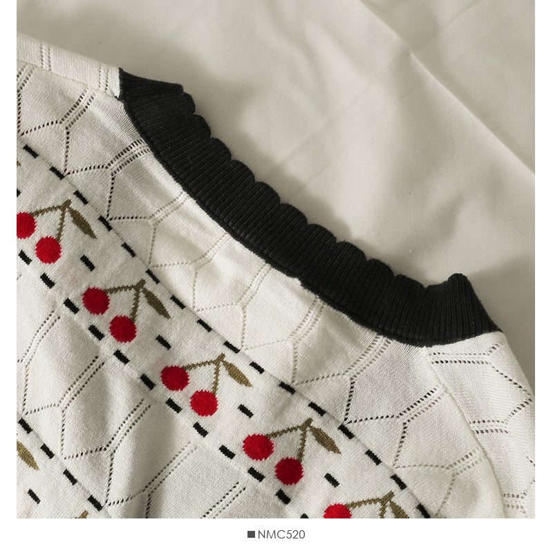 Haut ample à manches longues et col en V pour femme en tricot automne 1990
