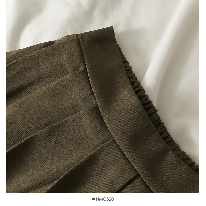 Jupe mi-longue plissée rétro taille haute pour femme 2541