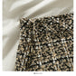 Korean high waist slim single breasted Plaid A-shaped short skirt for women  2556