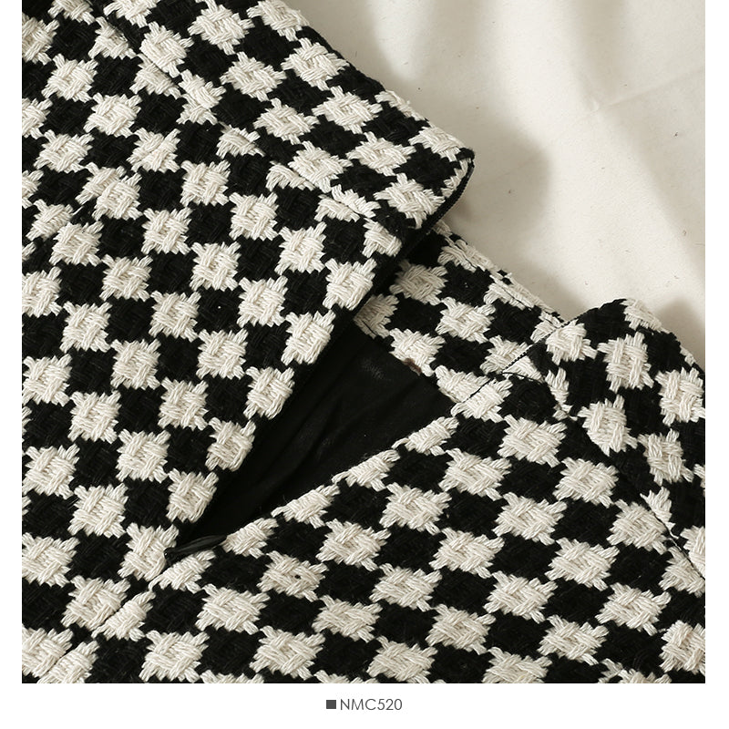 Korean retro color blocking Plaid high waist slim and versatile A-line skirt  2629