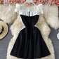 Cute A line short dress black dress  1322