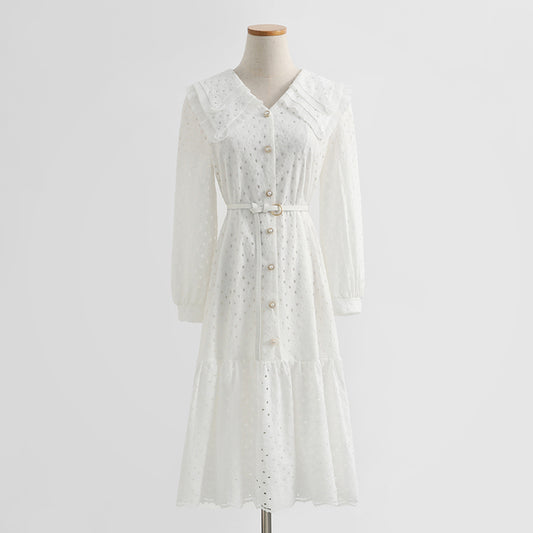 Robe en dentelle blanche avec jupe fée taille fine 2217