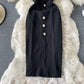 Robe en maille à pois ondulés à une épaule de style mature léger tempérament 2954