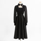 Knit stitched dress Vintage Chain Collar skinny over knee black dress  2344