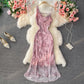 Robe à bretelles à col pendant et à fleurs cassées, premier amour français 3331