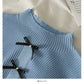 Pull col montant à perles décoratives avec nœud coréen pour femme 2053