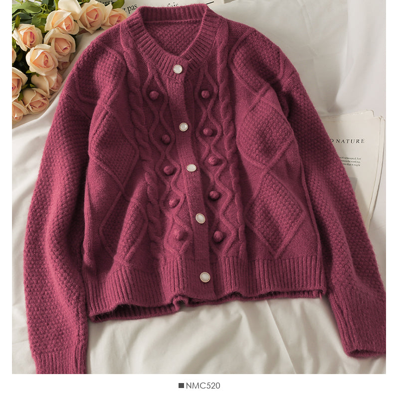 Pull cardigan haut en treillis de diamant pull à manches longues mode 1829
