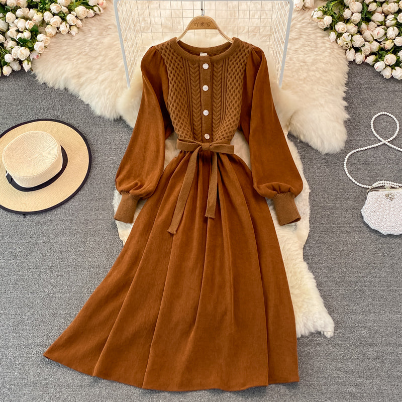 Robe en maille torsadée à col ras du cou 3267