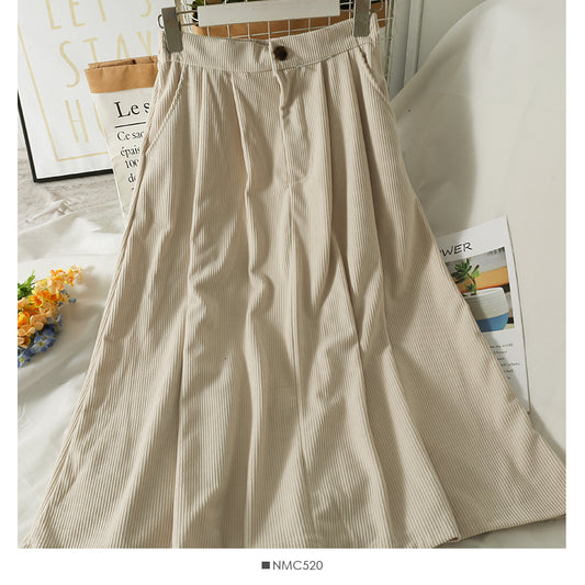 Jupe trapèze décontractée mi-longue taille haute style rétro de Hong Kong 2574