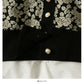 Pull imprimé à simple boutonnage pour femme, pull slim à manches longues et col en V 1877