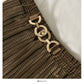 Korean Vintage golden velvet elastic waist thin skirt  2607